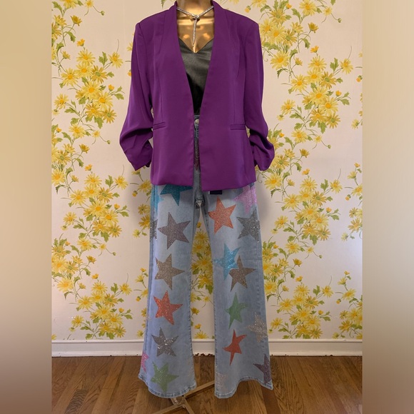 NWT Colorful star rhinestone high waist jeans size M ( 5-7 ) - Picture 8 of 15
